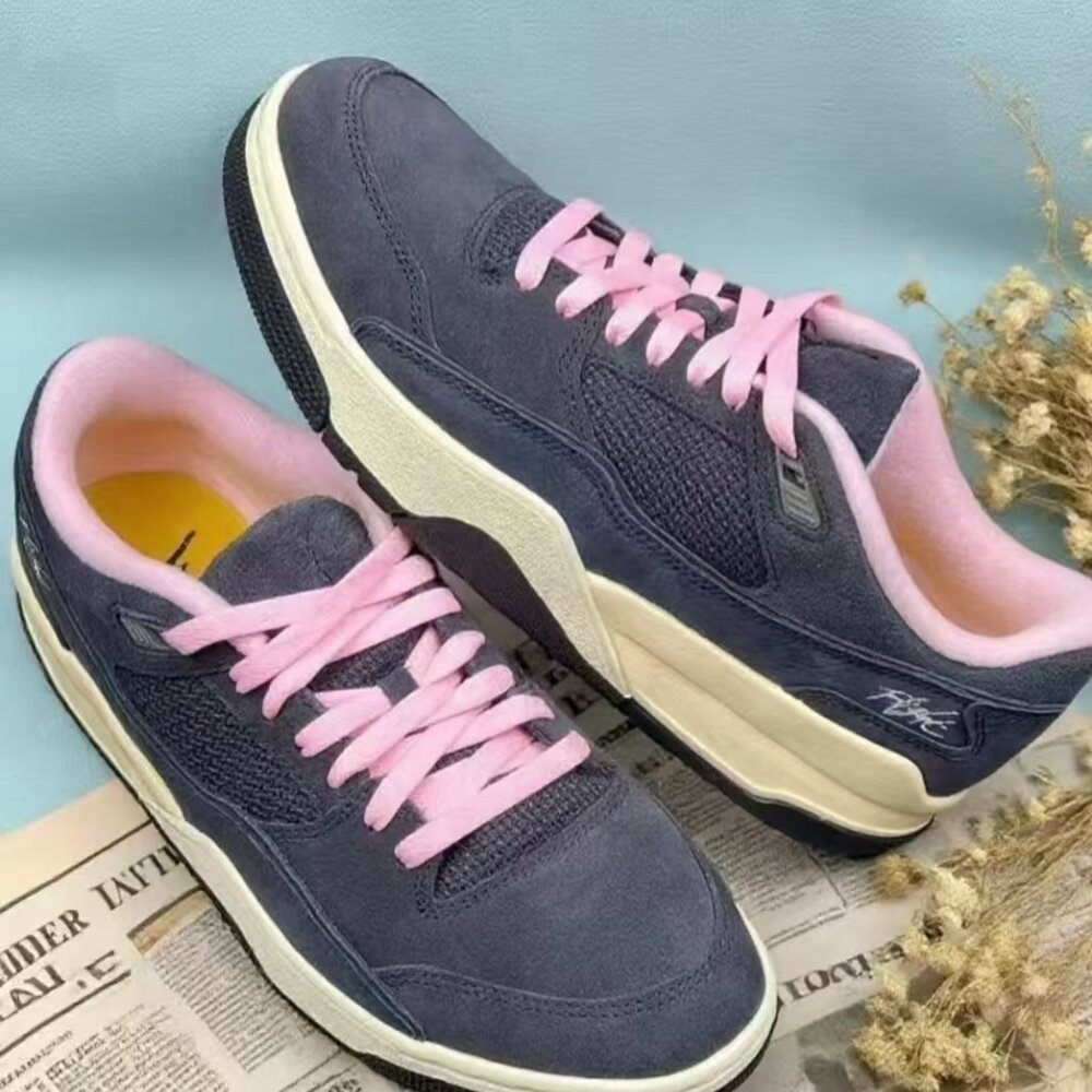 Jordan FLIGHT COURT Men's Low-Top Retro Basketball Shoes, Black/Pink